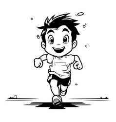 Running Boy Isolated On White Background Cartoon