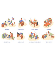 Student Dormitory Isolated Compositions