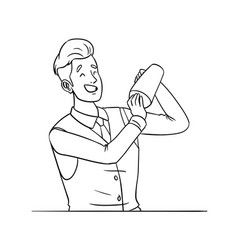 Bartender Isolated Coloring Page For Kids