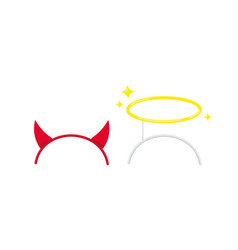 Devil Horns And Angel Gold Halo On Headband Set