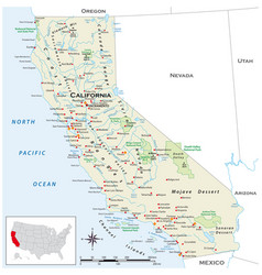 Highly Detailed Physical Map Of California