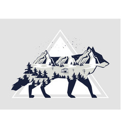 Wolf Animal Double Exposure