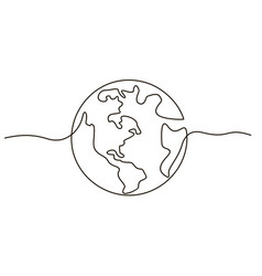 Globe Earth One Line Drawing Of World Map