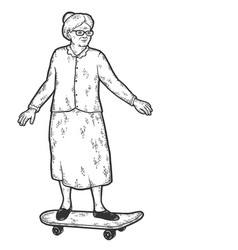 Grandma Is Riding A Skateboard Sketch Scratch