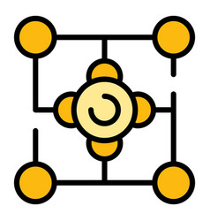 Narrow Market Molecule Icon Flat