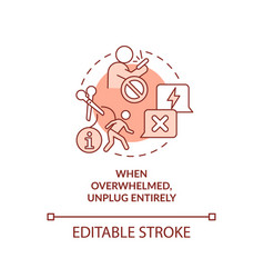 Unplug When Feeling Overwhelmed Red Concept Icon