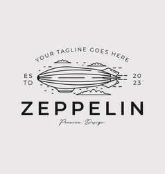 Zeppelin Plane Or Air Balloon Line Art Logo Design