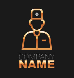 Line Male Doctor Icon Isolated On Black Background