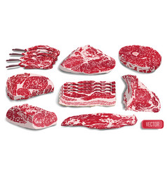 Big Set Realistic Meat Cow Pork Steak Grill