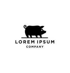 Simple Swine Pig Silhouette Logo Icon Design