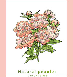 Bouquet Card With Coral Charm Peonies With Flower