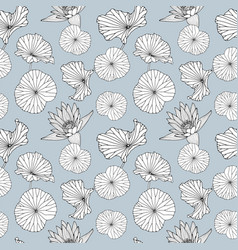 Floral Seamless Pattern With Water Lily Leaves