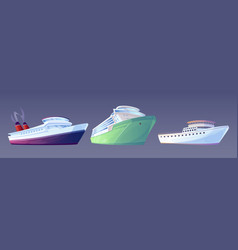 Large Cruise Ship In Cartoon