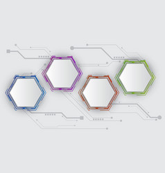 Infographic White Template Of Hexagon Hud Ui