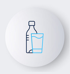 Line Bottle Of Water With Glass Icon Isolated