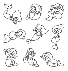 Little Cute Kawaii Mermaid Coloring Page