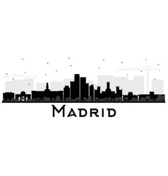 Madrid city skyline black and white silhouette Vector Image