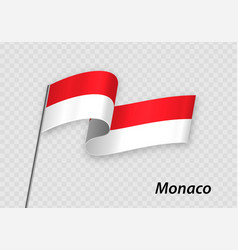 Waving Flag Of Monaco On Flagpole Template