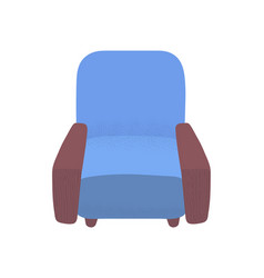 Blue Armchair With Wooden Legs Isolated On White