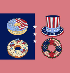 Hand Drawn American Patriotic Clipart Wreath