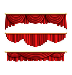 Red Curtains Realistic Luxury Curtain Cornice Set