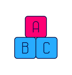 Filled Outline Abc Blocks Icon Isolated On White