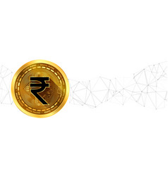 Futuristic Digital Indian Currency Sign On Golden