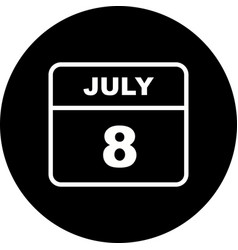 July 8th Date On A Single Day Calendar