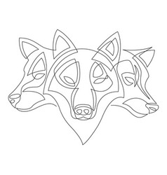 Three-headed Wolf Drawn In One Continuous Line