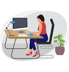 Employee Lady Working On Desk