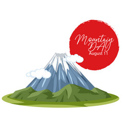 Mount Fuji And Red Sun With Mountain Day