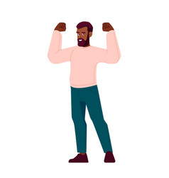 Black Man Show Muscles Perform Strength