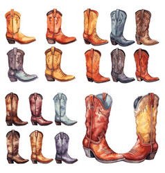 Isolated Cartoon Cowboy Boots Fashion Cowboys