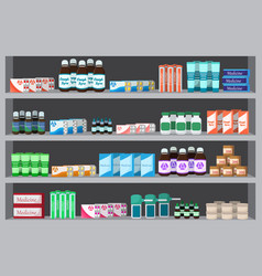 Pharmacy Medicine Shelves Pills Capsules