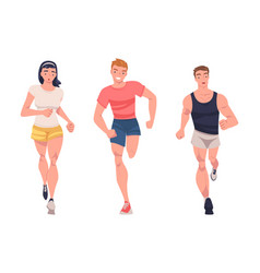 Man And Woman Character Running In Sportswear And