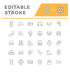 Set Line Icons Of Personal Protective Equipment