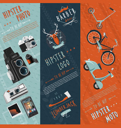 Hipster Flat Banners Set