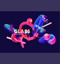 3d Color Geometric Shapes In Glass Morphism Style