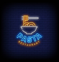 Neon Sign Pasta Restaurant With Brick Wall