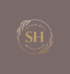 Sh Initials Letter Wedding Monogram Logos