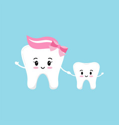 Happy Smile Teeth Family Isolated On Blue