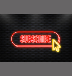 Neon Icon Red Rounded Subscribe Button On White