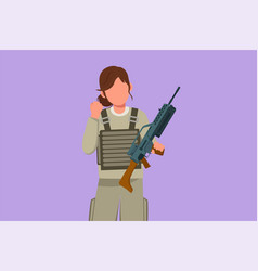 Cartoon Flat Style Drawing Female Soldier