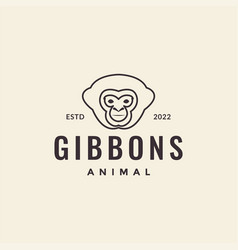 Line Head Gibbon Hipster Logo