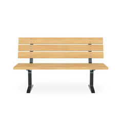 Realistic Wooden Park Bench Front View