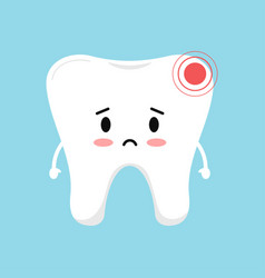 Sad Tooth With Pain Ache Dental Icon Isolated