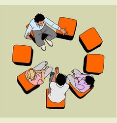 Team Of Business People Sitting In Circle Top View