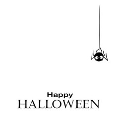 Happy Halloween Poster With Cute Hanging Spider