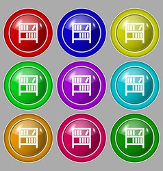 Bookshelf Icon Sign Symbol On Nine Round Colourful