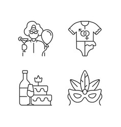 Family Party Greeting Linear Icons Set